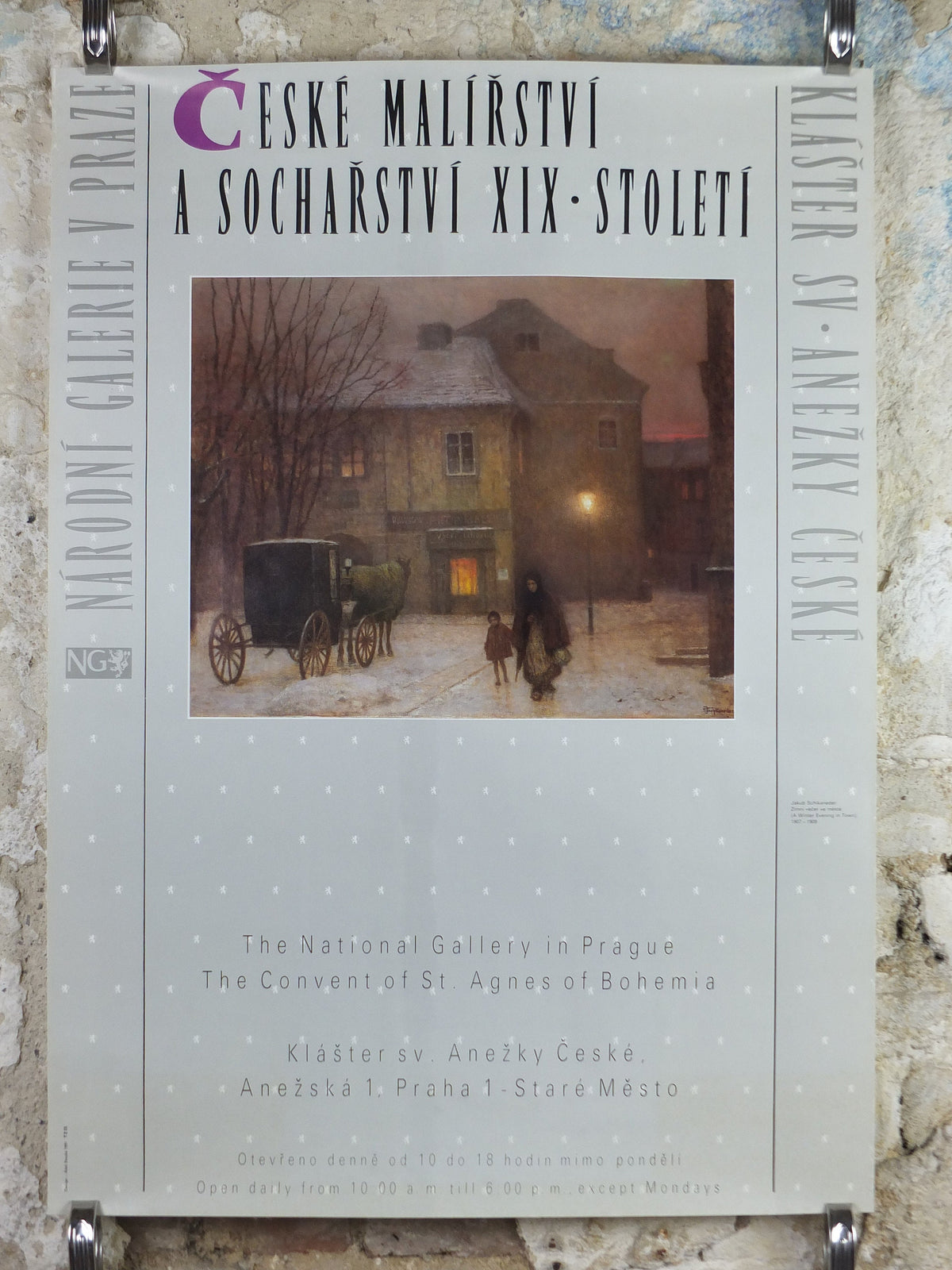 1970s Jakub Schikander Poster, A Winter Evening in Town, Czech, gallery exhibition, wall art decor