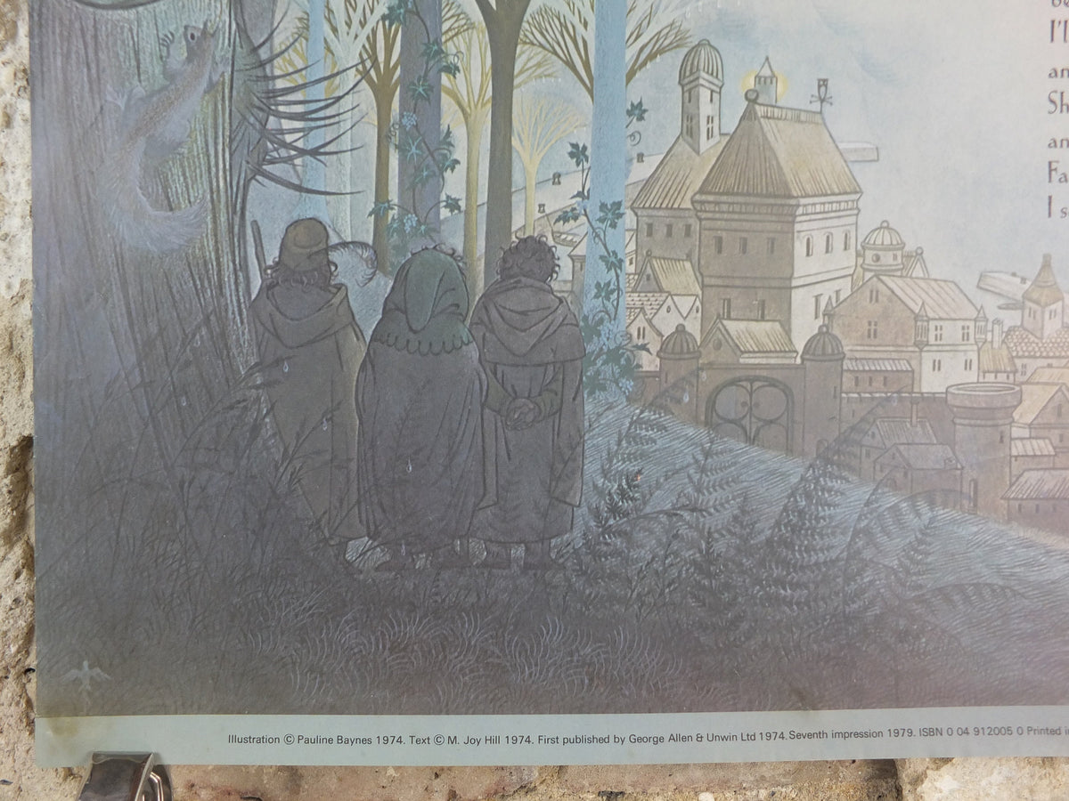 1979 Pauline Baynes Bilbo's Last Song Poster, J.R.R. Tolkien, Lord of the Rings, The Hobbit, Gray Havens, fantasy wall art decor
