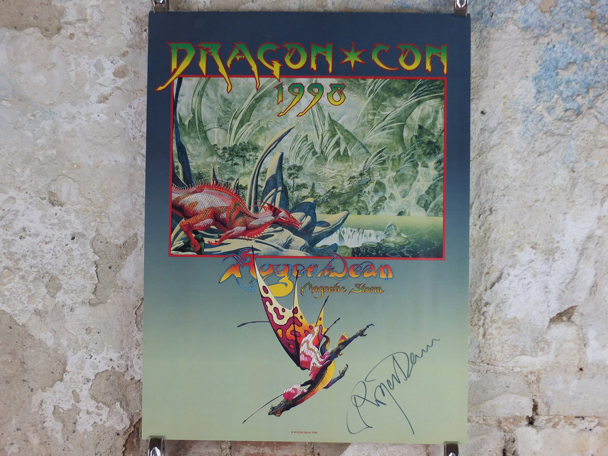 1998 Signed Roger Dean Poster, Dragon Con 1998, Magnetic Storm, fantasy wall art decor