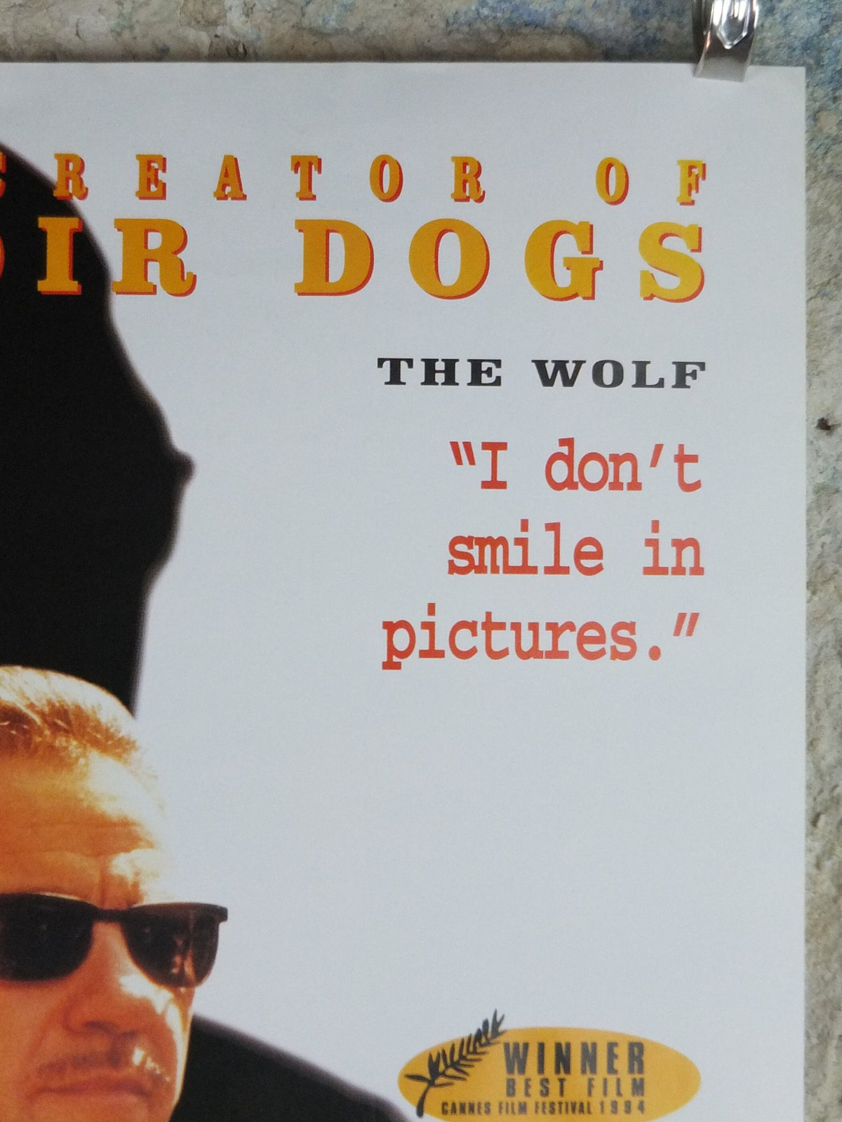 1994 Pulp Fiction Movie Poster, Harvey Keital as the Wolf, wall art cinema film memorabilia decor
