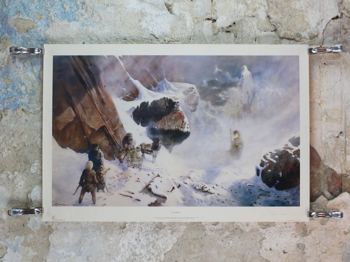 Signed 1982 Caradhras Poster, from the Tolkien Society, by Paul Raymond Gregory, Misty Mountains, Lord of the Rings, Moria, wall art decor