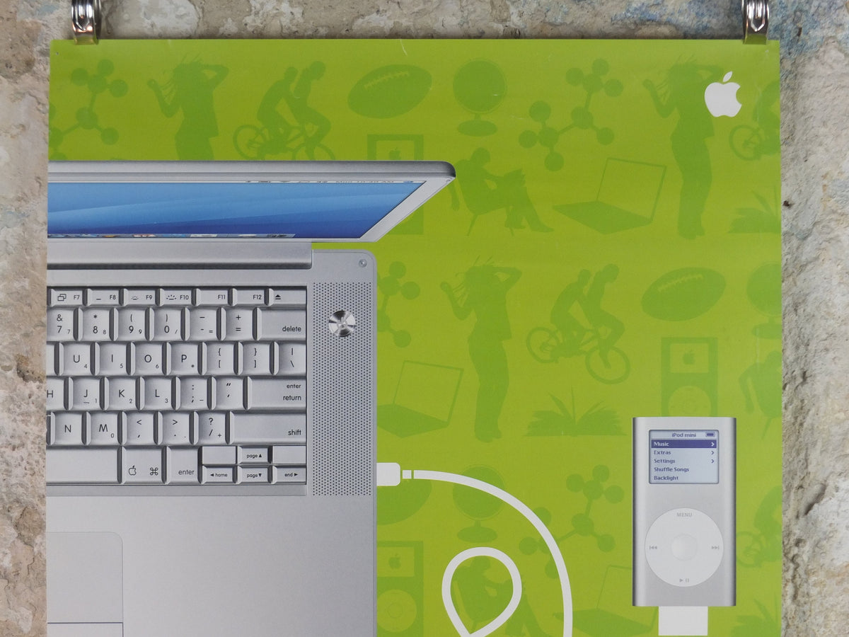 2005 Apple Mac & iPod Poster, Student Union offer buy a Mac and iPod and get 100 back, computer and music player, retro wall art decor