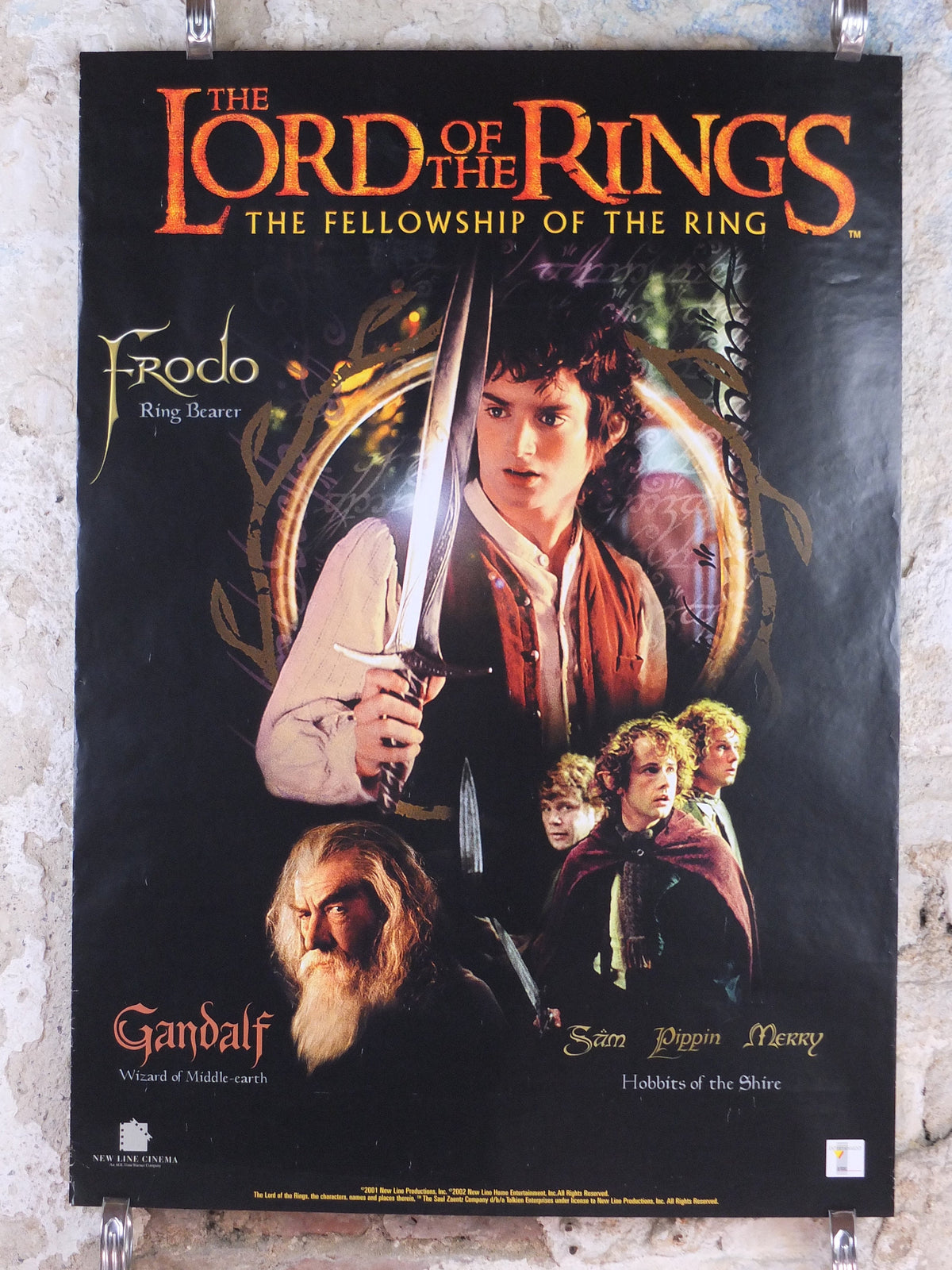 2002 The Lord of the Rings Poster, Hobbits and Wizards, New Line Fellowship of the Ring, J.R.R. Tolkien, , fantasy wall art decor