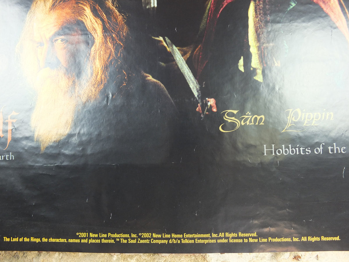 2002 The Lord of the Rings Poster, Hobbits and Wizards, New Line Fellowship of the Ring, J.R.R. Tolkien, fantasy wall art decor