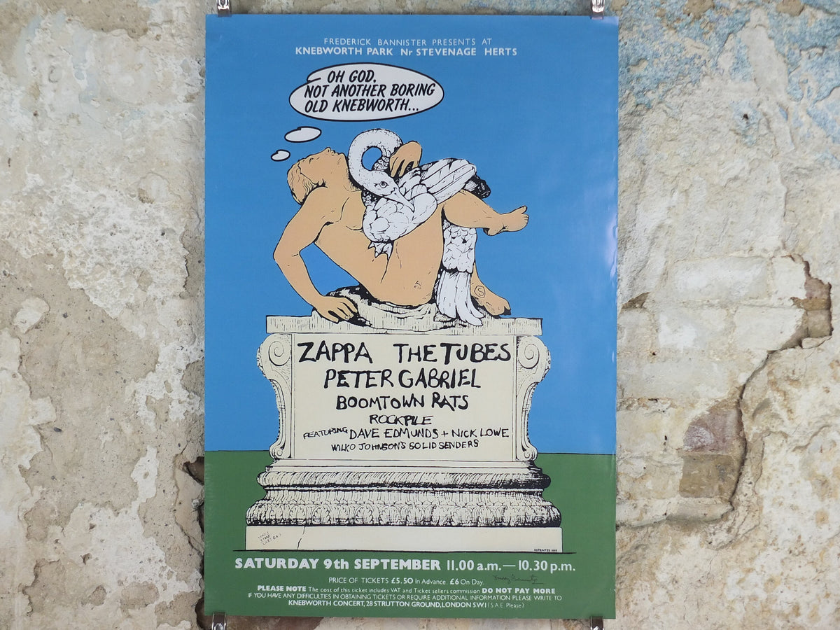 1978 Knebworth Park Concert Poster, Not another boring Knebworth, Signed by Freddy Bannister, 1999 reprint, Psychedelic rock music, wall art
