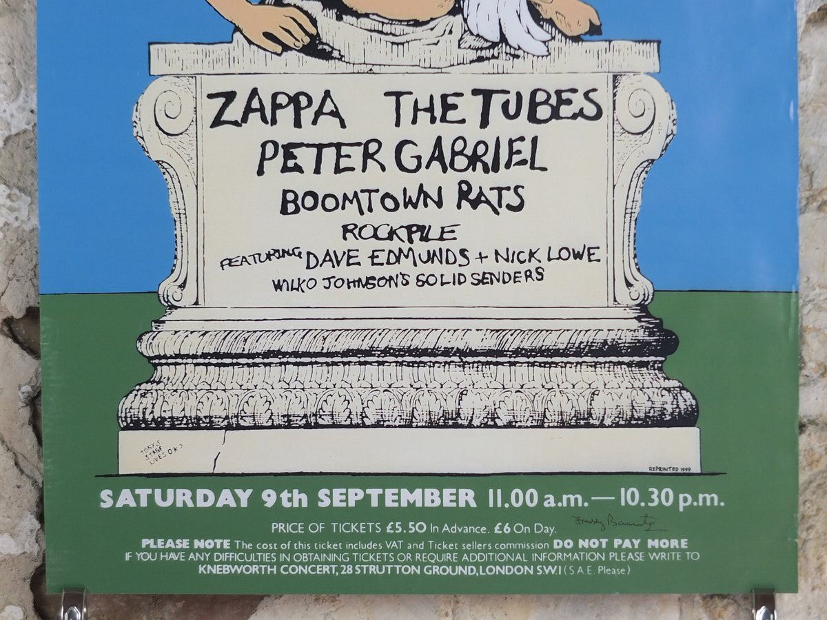 1978 Knebworth Park Concert Poster, Not another boring Knebworth, Signed by Freddy Bannister, 1999 reprint, Psychedelic rock music, wall art
