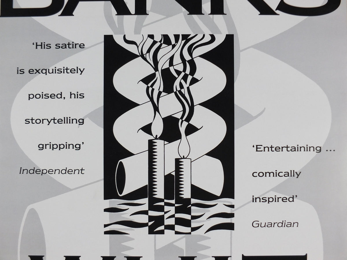 1995 Iain Banks Poster, Whit, Isis amongst the unsaved, "A little knowledge is a dangerous thing", monochrome, wall art retro decor