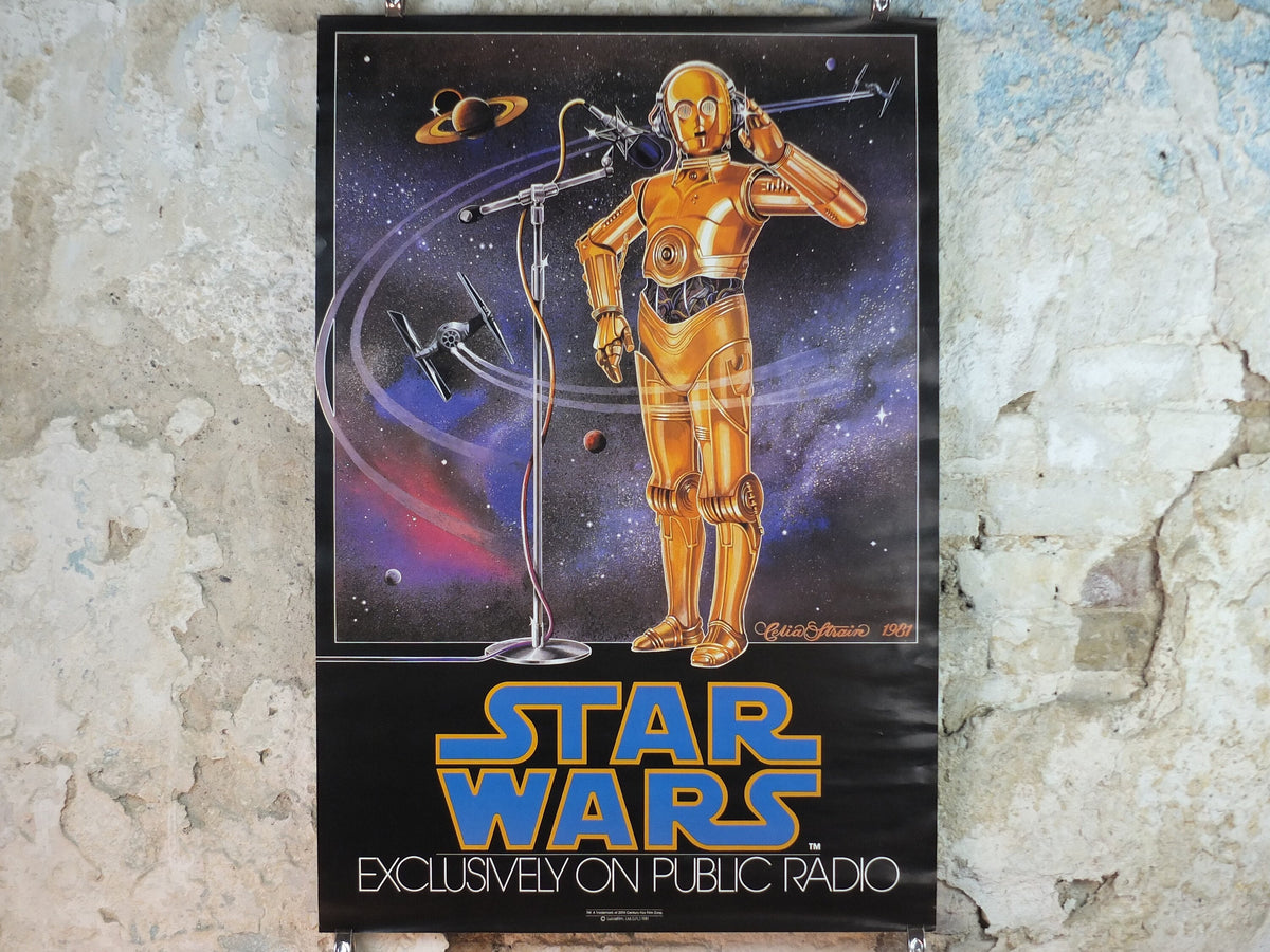 1981 Star Wars Radio Poster, C-3PO See-Threepio by Celia Strain, Lucasfilm, wall art cinema film memorabilia