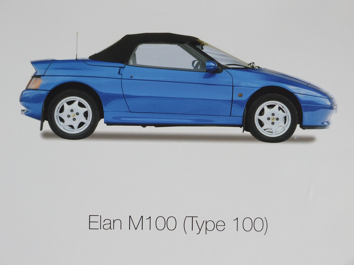 2000s Lotus Poster, showing the sports cars Elan M100, Esprit V8, Elise S1 hung in dealer showroom, Group Lotus sports, wall art decor