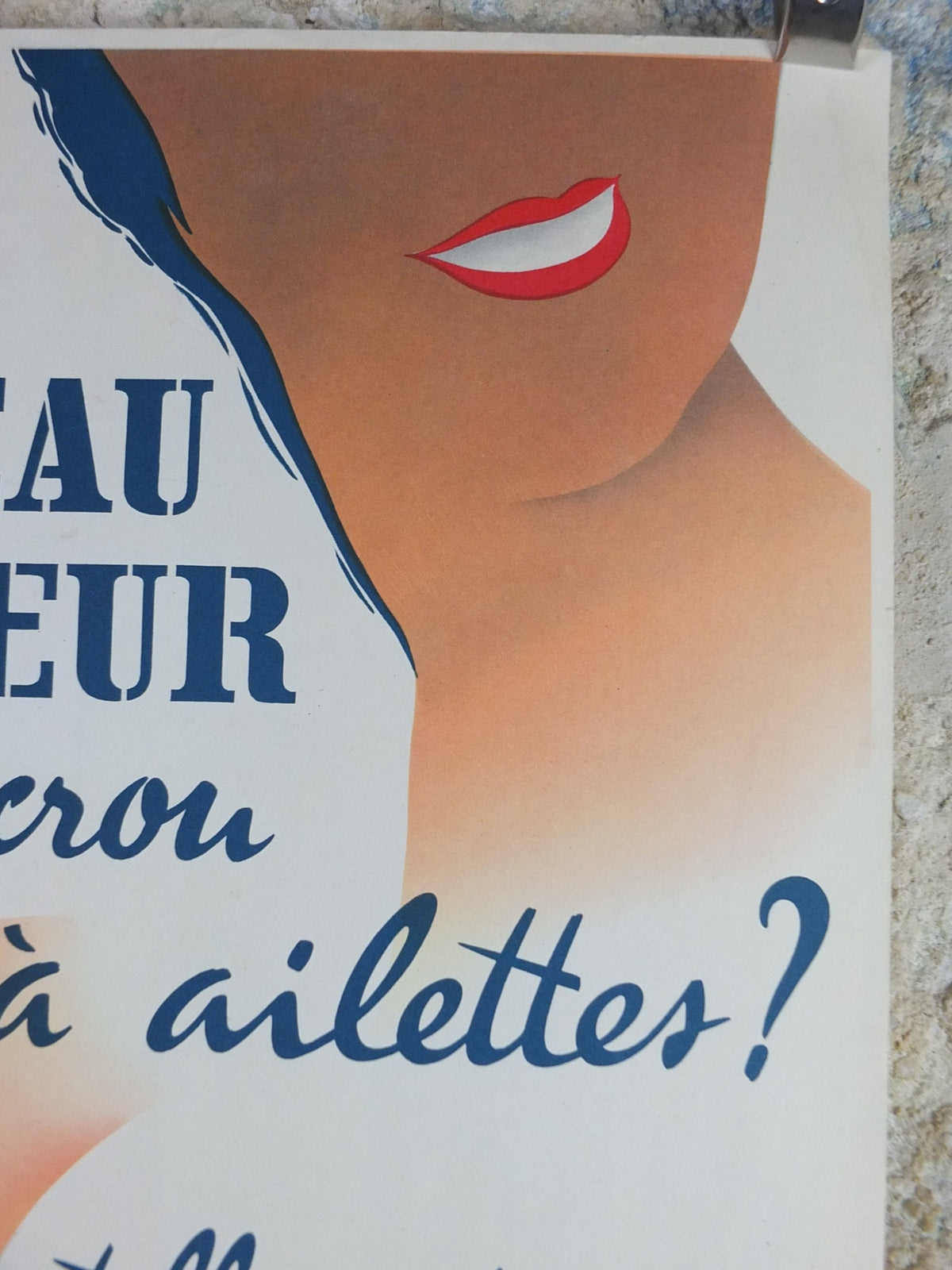 1956 Primagaz Poster, she smiles, original French gas heating advertising, home heating, industrial art, wall retro decor