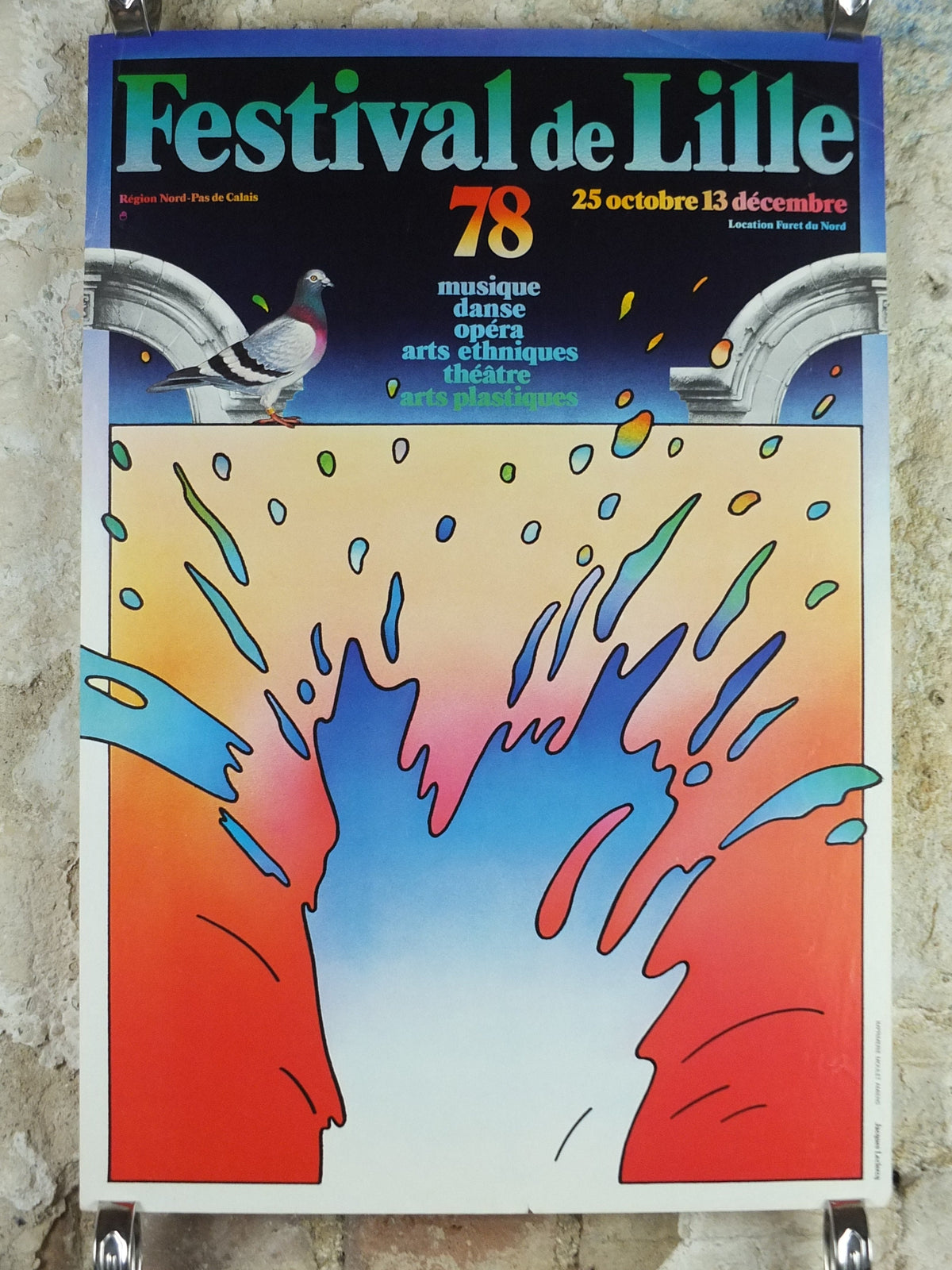 1978 Festival de Lille Poster, arts, music and theatre by Jacques Leclereq, wall art decor