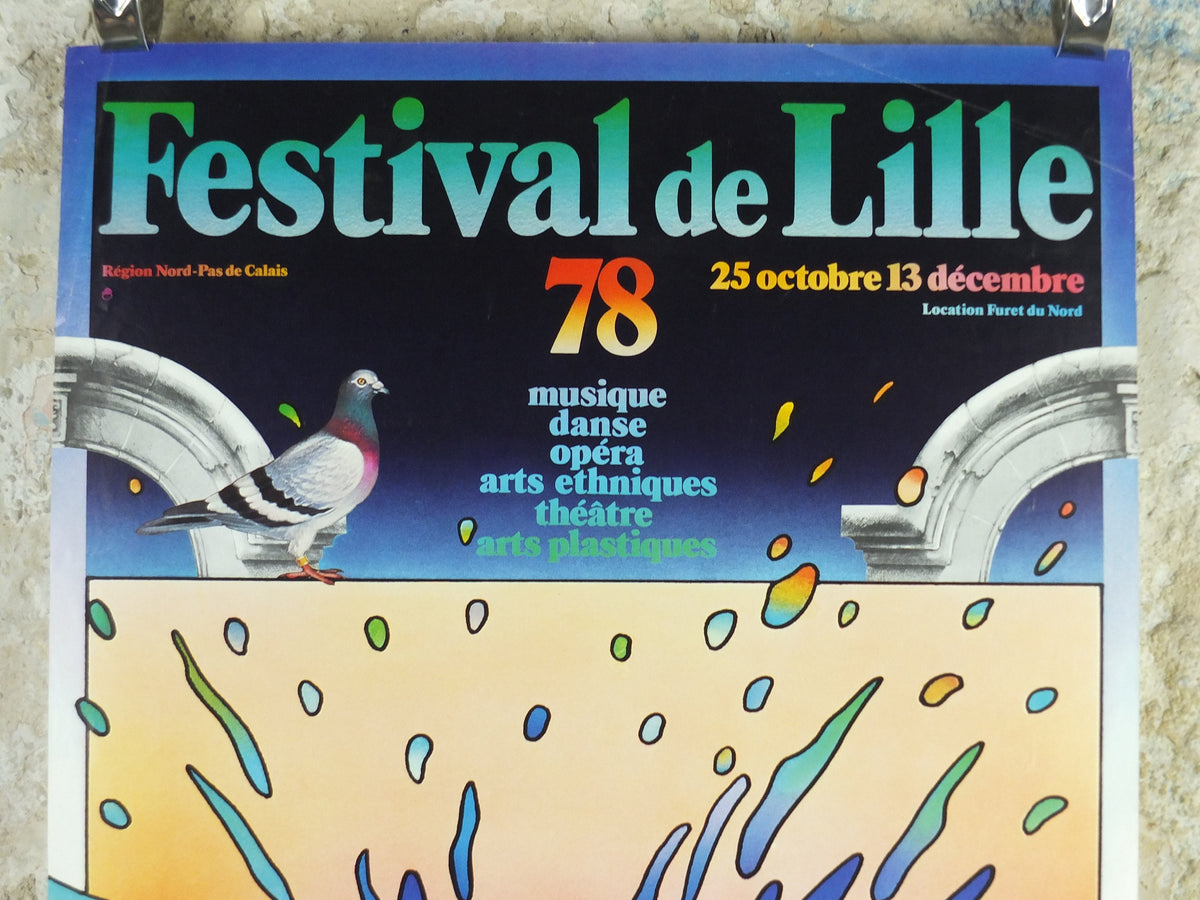 1978 Festival de Lille Poster, arts, music and theatre by Jacques Leclereq, wall art decor