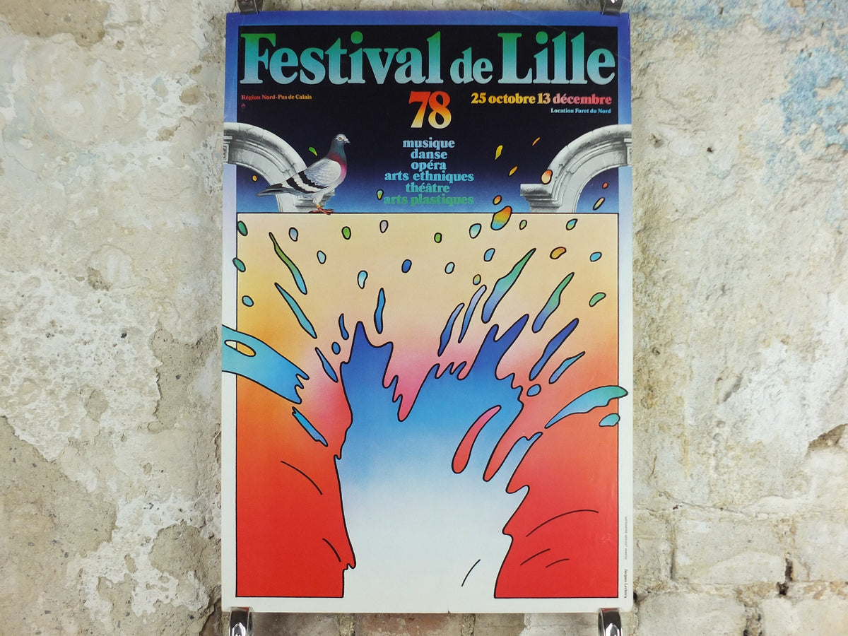 1978 Festival de Lille Poster, arts, music and theatre by Jacques Leclereq, wall art decor