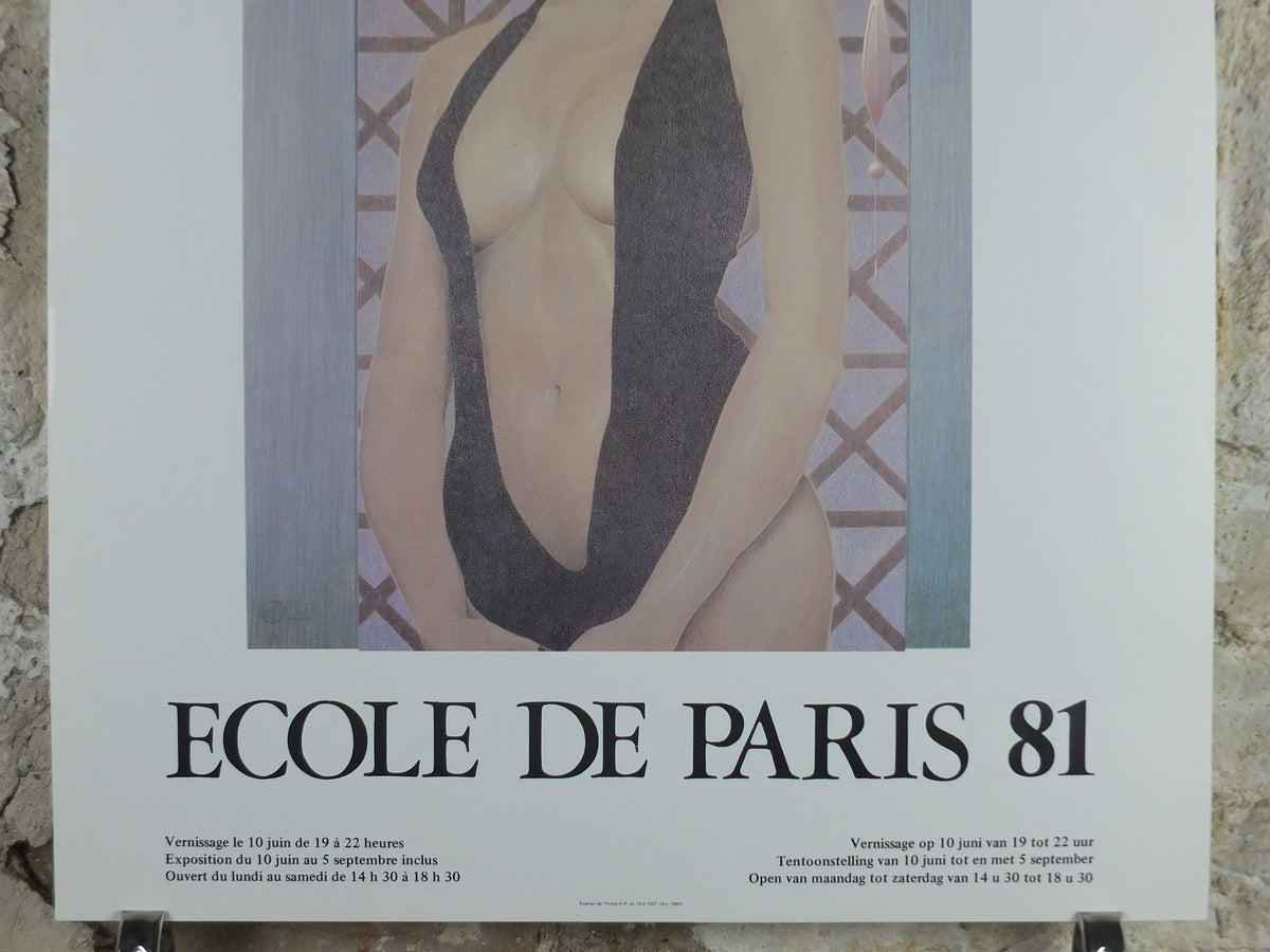 1981 School of Paris Poster, a double sided poster showing a bold powerful woman, Ecole de Paris, gallery exhibition, wall art decor