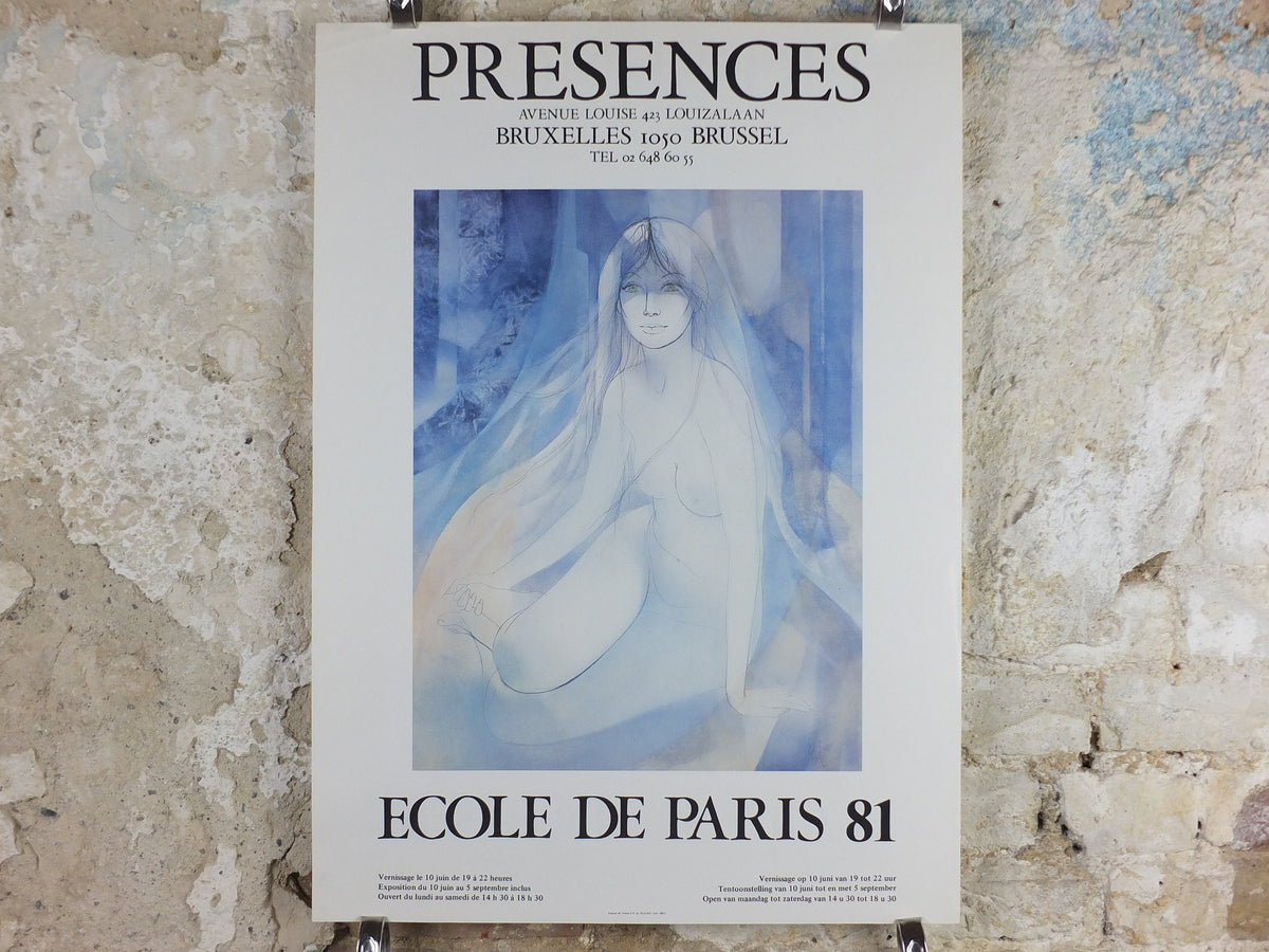 1981 School of Paris Poster, a double sided poster showing a bold powerful woman, Ecole de Paris, gallery exhibition, wall art decor