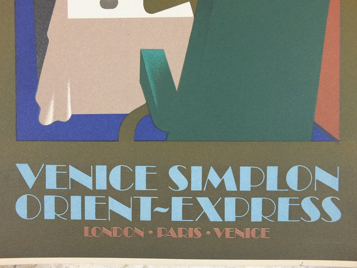 Original Venice Simplon Orient Express Poster, Dining Car by Fix Masseau, 1985 limited edition of 200, train, art deco, wall art decor