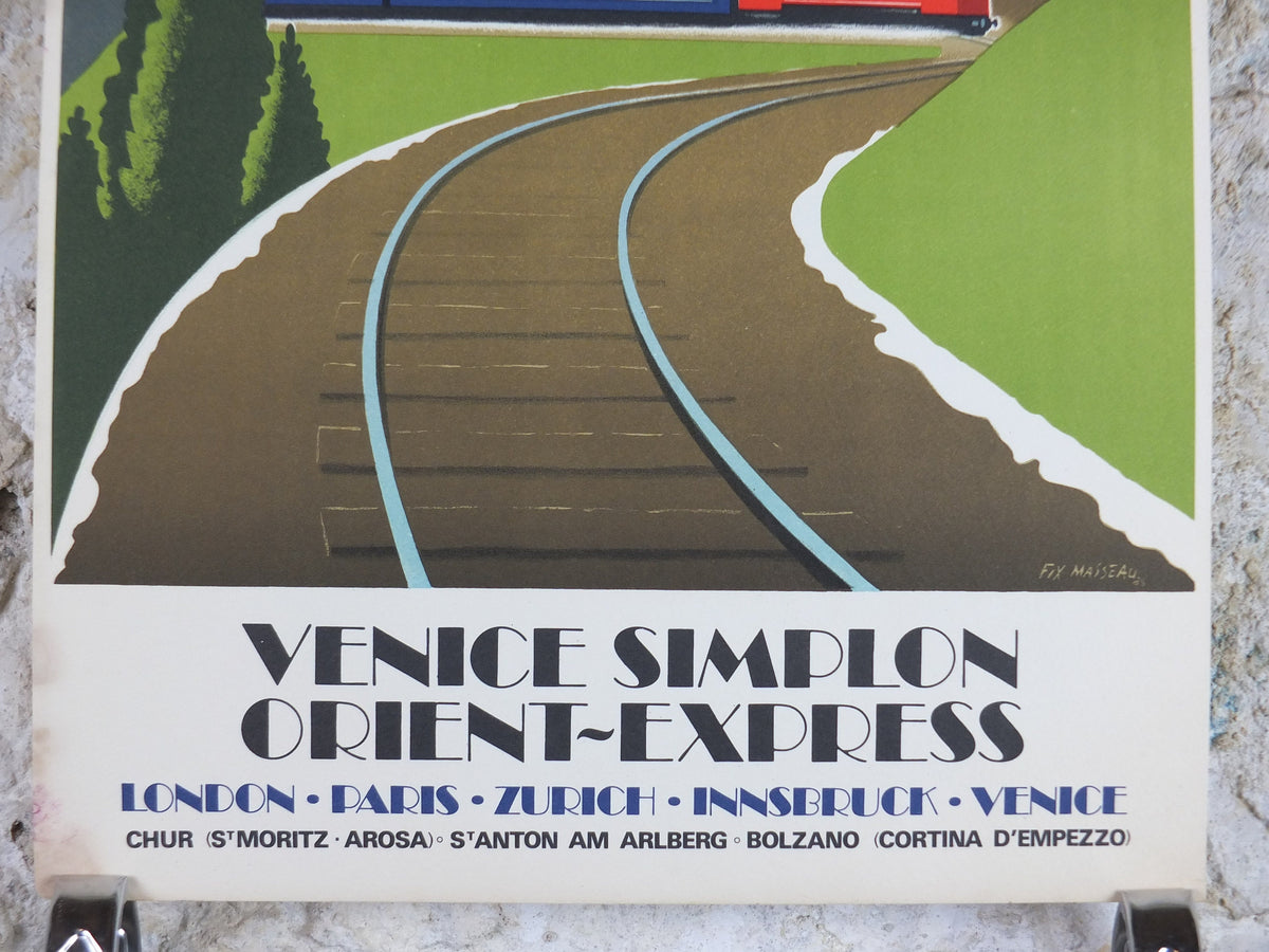 Original Venice Simplon Orient Express Poster, The Alpine Route by Fix Masseau, 1985 limited edition of 200, train, art deco, wall art decor