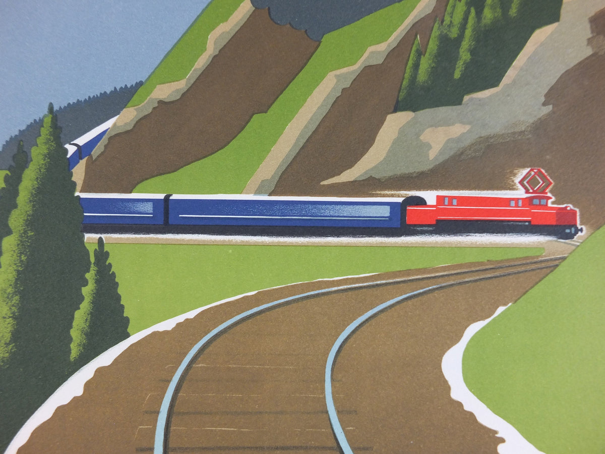 Original Venice Simplon Orient Express Poster, The Alpine Route by Fix Masseau, 1985 limited edition of 200, train, art deco, wall art decor
