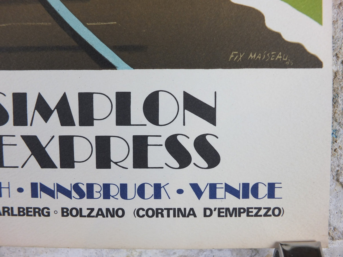 Original Venice Simplon Orient Express Poster, The Alpine Route by Fix Masseau, 1985 limited edition of 200, train, art deco, wall art decor
