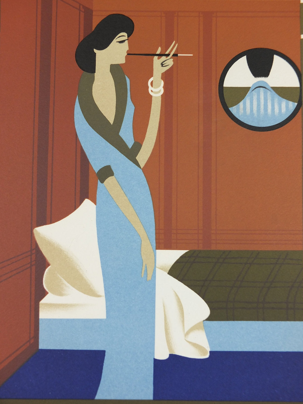 Original Venice Simplon Orient Express Poster, Lady in Sleeping Car Fix Masseau, 1985 limited edition of 200, train art deco, wall art decor