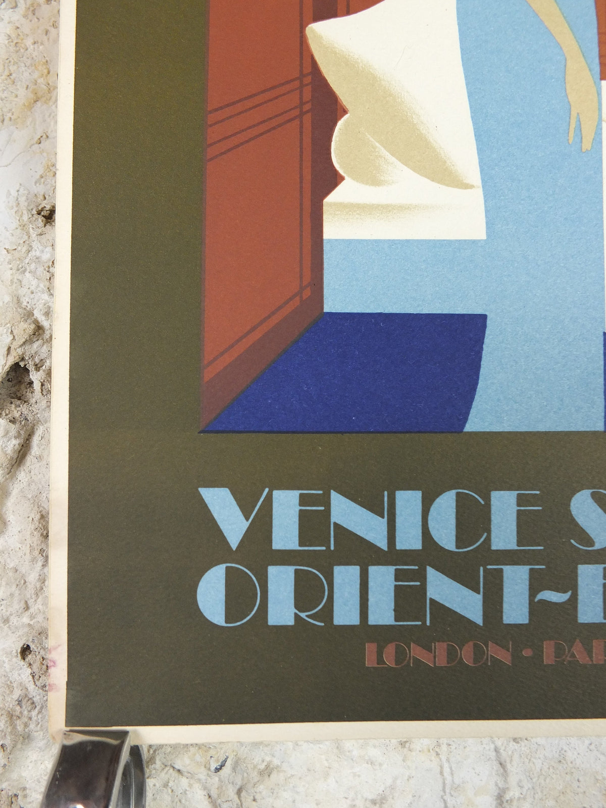 Original Venice Simplon Orient Express Poster, Lady in Sleeping Car Fix Masseau, 1985 limited edition of 200, train art deco, wall art decor