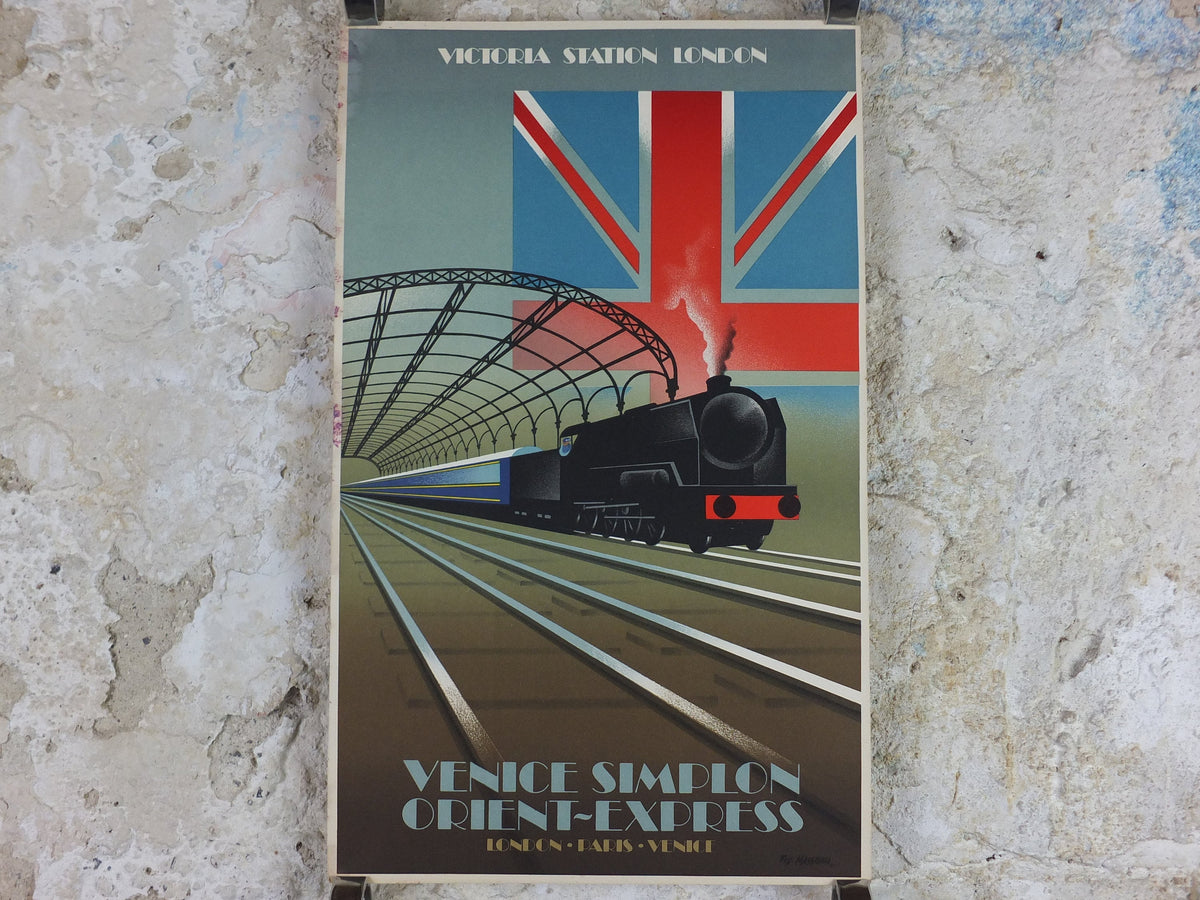 Original Venice Simplon Orient Express Poster, Victoria Station by Fix Masseau, 1985 limited edition of 200, train, art deco, wall art decor