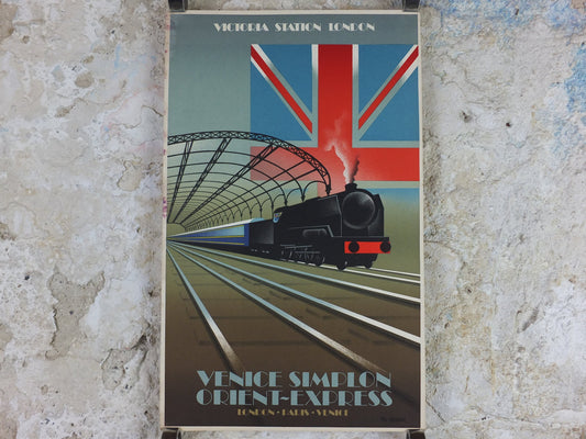 Original Venice Simplon Orient Express Poster, Victoria Station by Fix Masseau, 1985 limited edition of 200, train, art deco, wall art decor