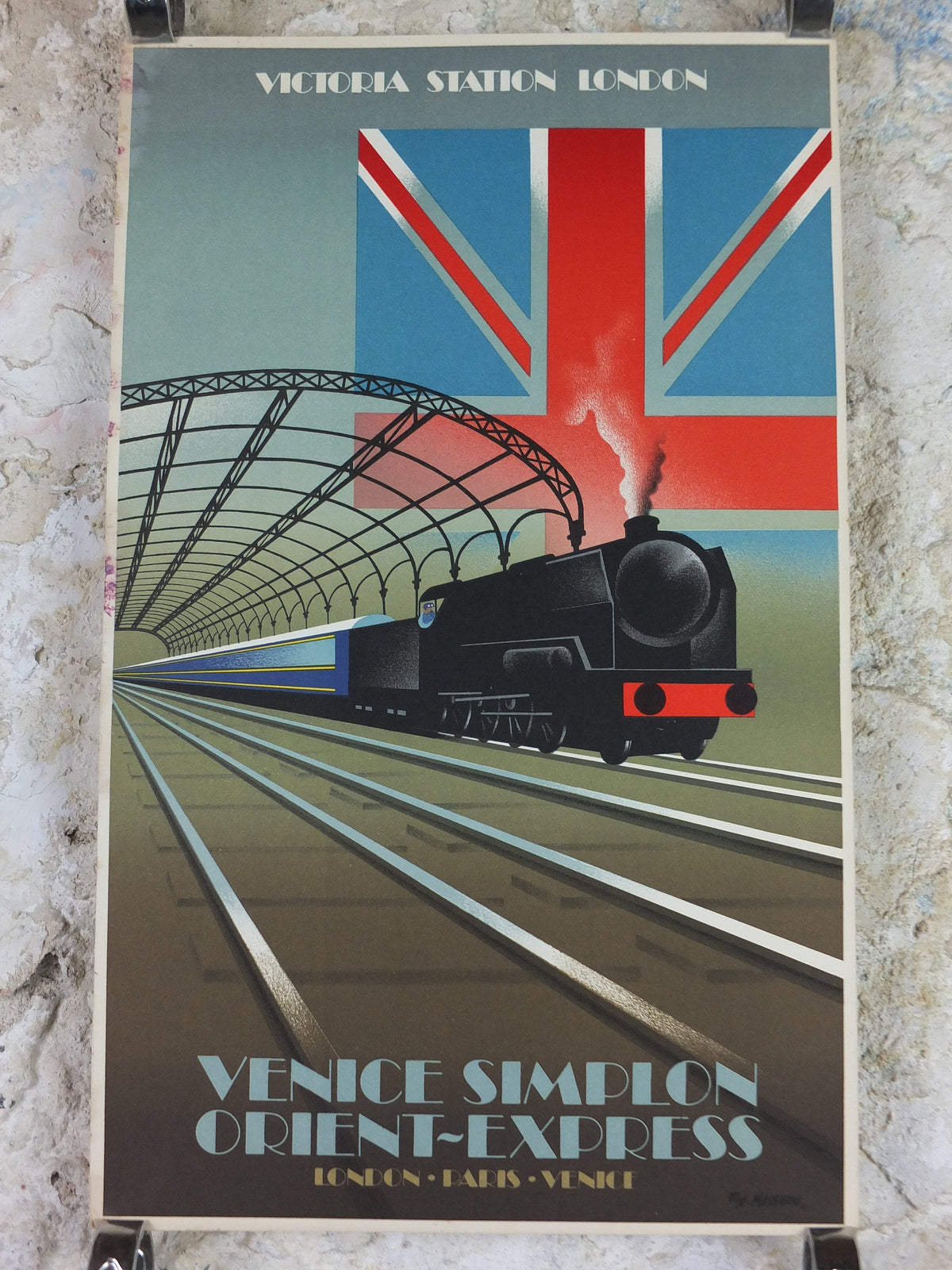 Original Venice Simplon Orient Express Poster, Victoria Station by Fix Masseau, 1985 limited edition of 200, train, art deco, wall art decor