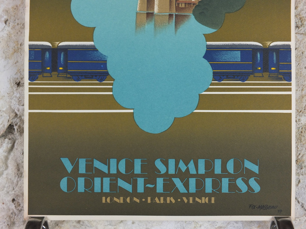 Original Venice Simplon Orient Express Poster, The Alps by Fix Masseau, Grapes, 1985 limited edition of 200, train, art deco, wall art decor