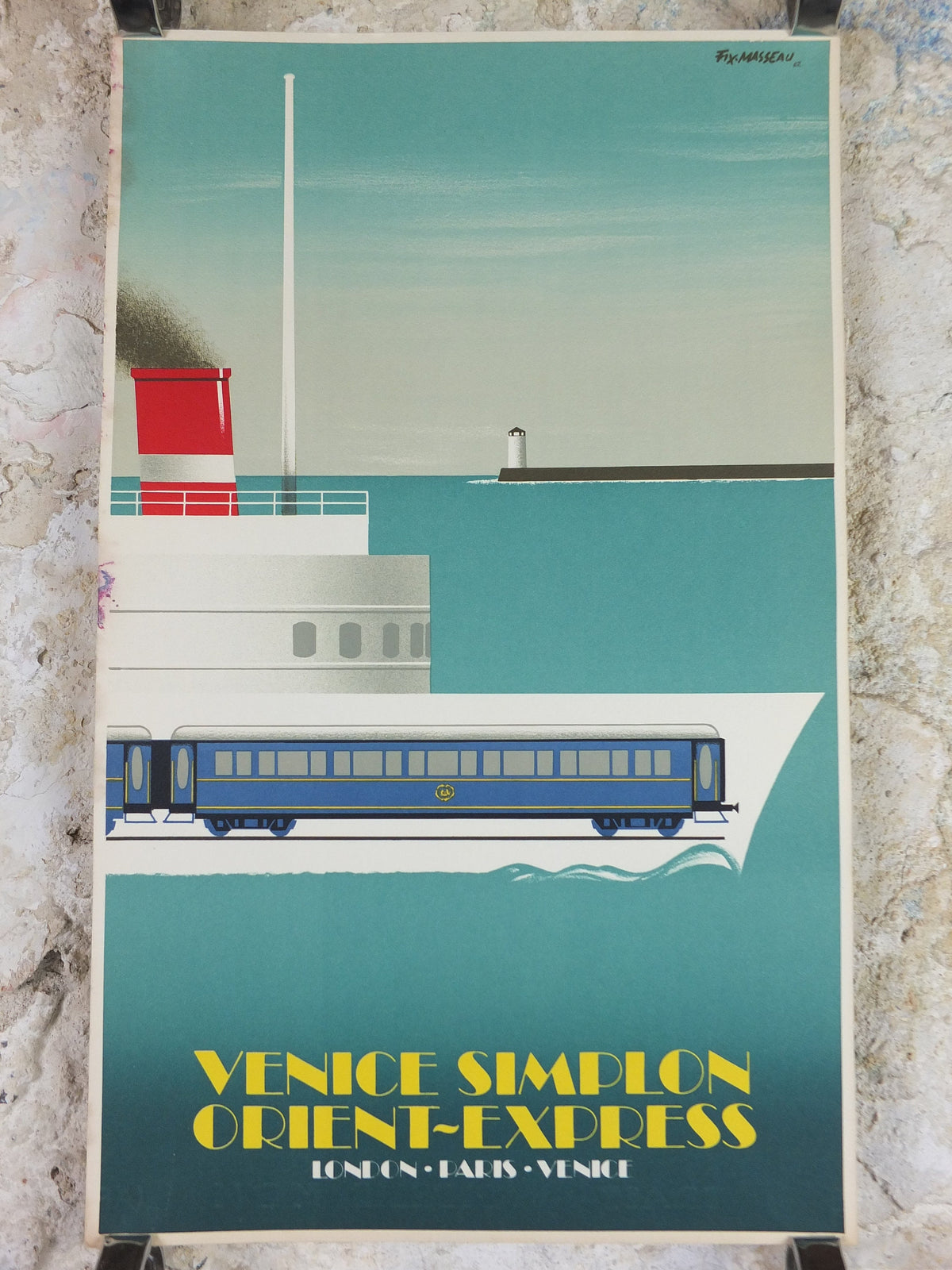 Original Venice Simplon Orient Express Poster, Dover Calais ferry, Fix Masseau, 1985 limited edition of 200, train, art deco, wall art decor