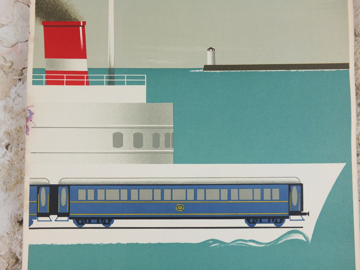 Original Venice Simplon Orient Express Poster, Dover Calais ferry, Fix Masseau, 1985 limited edition of 200, train, art deco, wall art decor