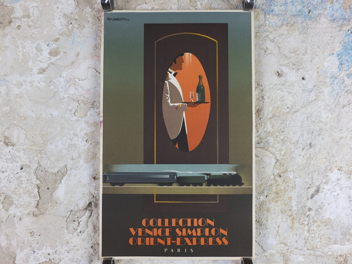 Original Venice Simplon Orient Express Poster, The Waiter by Fix Masseau, 1985 limited edition of 200, train, art deco, wall art decor