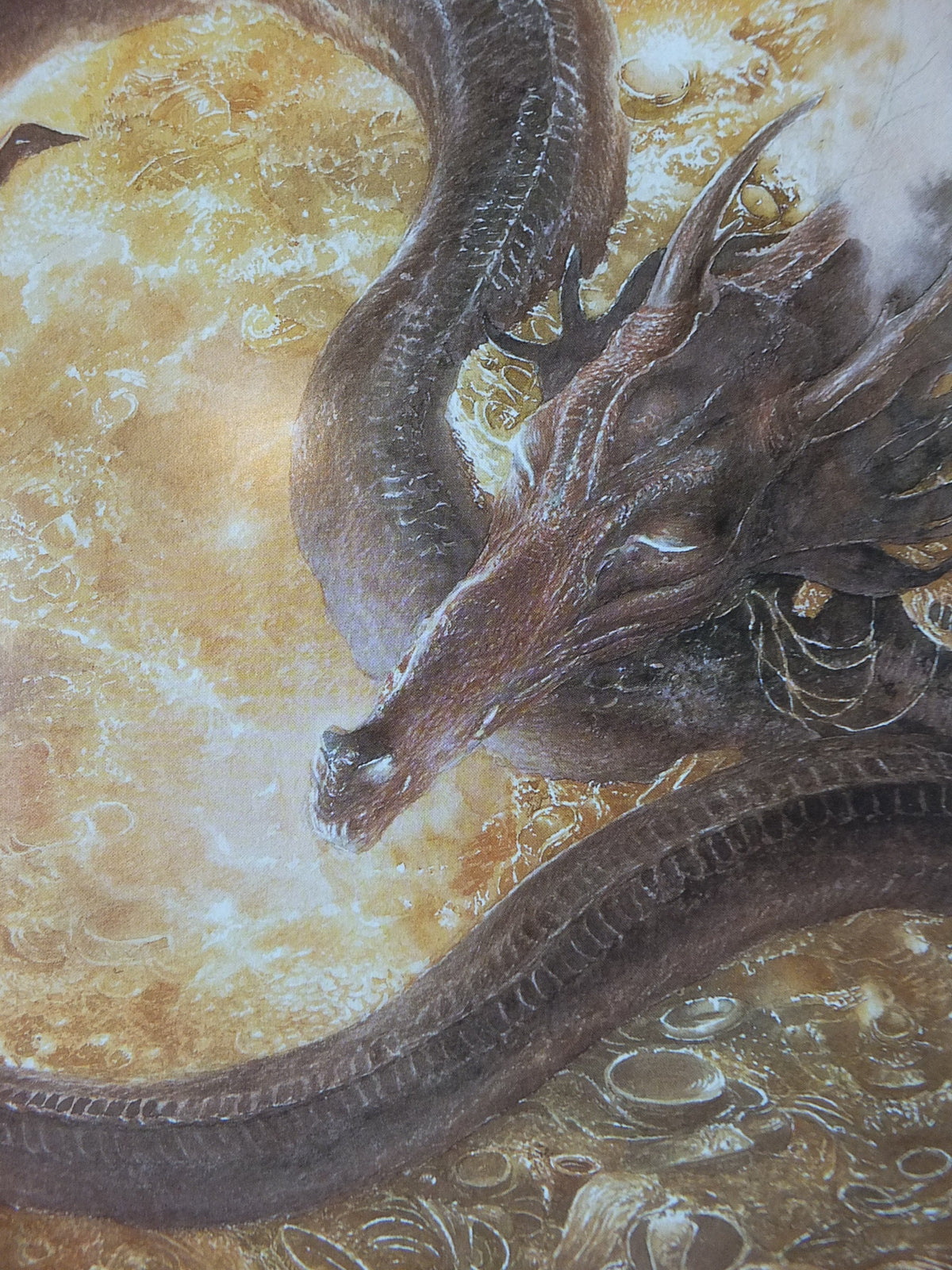 Signed 1997 Smaug Poster, by Alan Lee, Under the Lonely Mountain from The Hobbit, J.R.R. Tolkien, Erebor, illustration print wall art decor