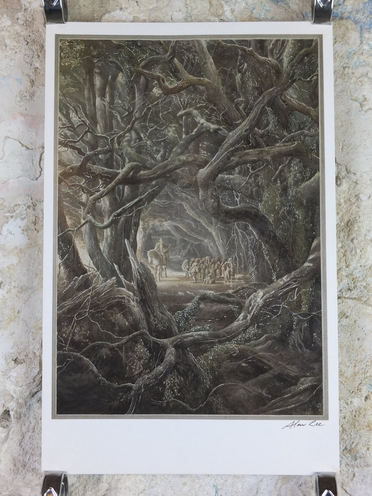 Signed 1997 Mirkwood Poster, by Alan Lee, At the Forest Gate from The Hobbit, J.R.R. Tolkien, illustration print wall art decor