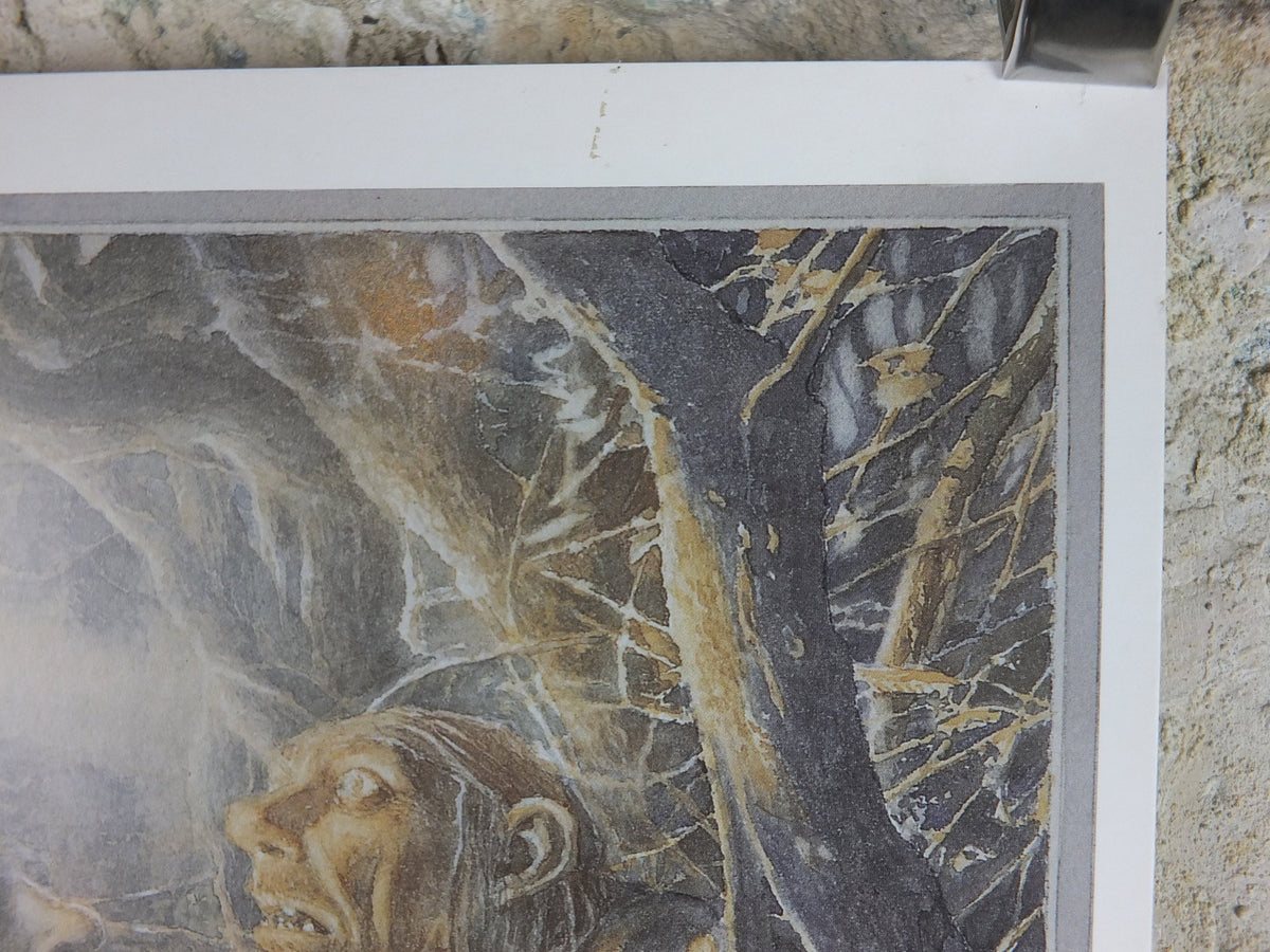 Signed 1997 The Stone Trolls Poster, by Alan Lee, Trolls capture dwarves from The Hobbit, J.R.R. Tolkien, illustration print wall art decor