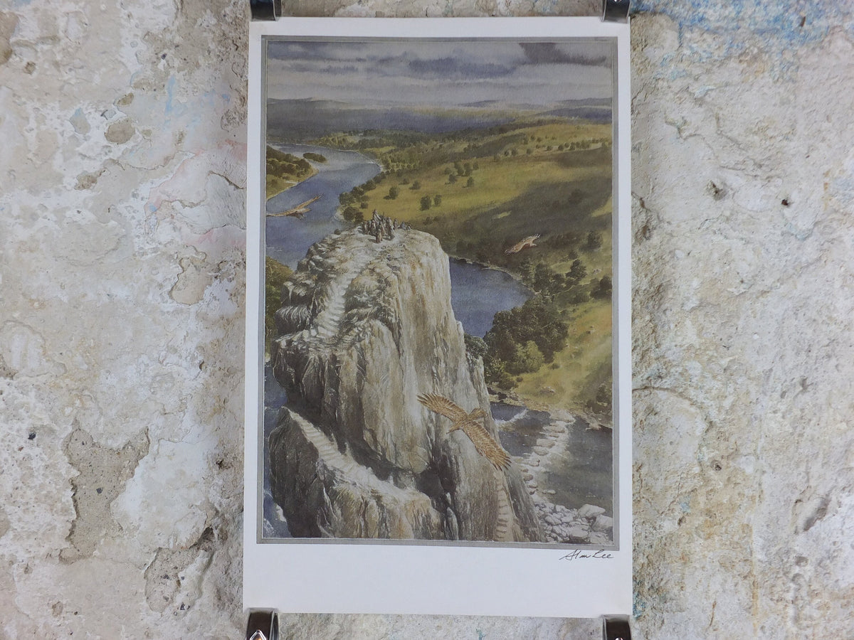 Signed 1997 The Carrock Poster, by Alan Lee, from The Hobbit, J.R.R. Tolkien, Beorn and the Eagles, illustration print wall art decor
