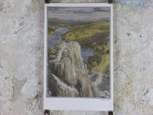 Signed 1997 The Carrock Poster, by Alan Lee, from The Hobbit, J.R.R. Tolkien, Beorn and the Eagles, illustration print wall art decor
