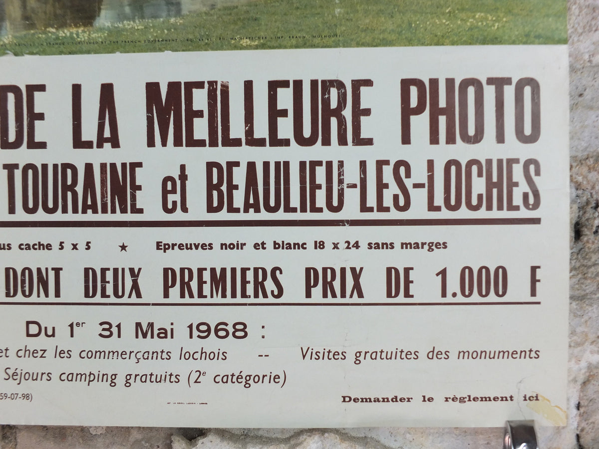 1968 Loire Valley Travel Poster, "Château de Loches" photography competition, travel tourism, wall art decor
