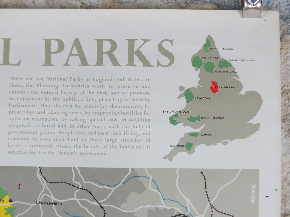 1968 Peak District Poster, National Parks, Pennines, Bakewell, Pennine Hills, Travel and Tourism, walking trail, wall art decor