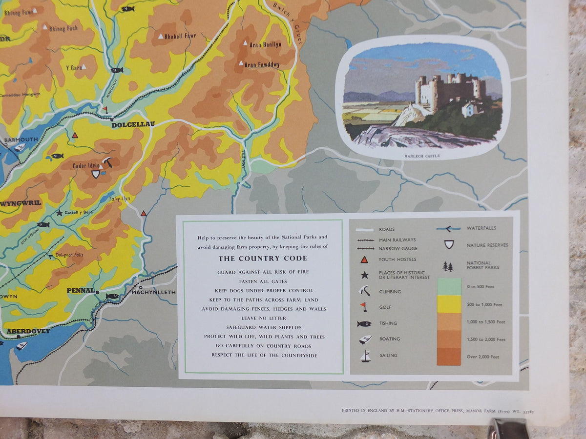 1963 Snowdonia Poster, National Parks, Mt Snowdon, Land of the Eagles, Travel and Tourism, walking trail, wall art decor