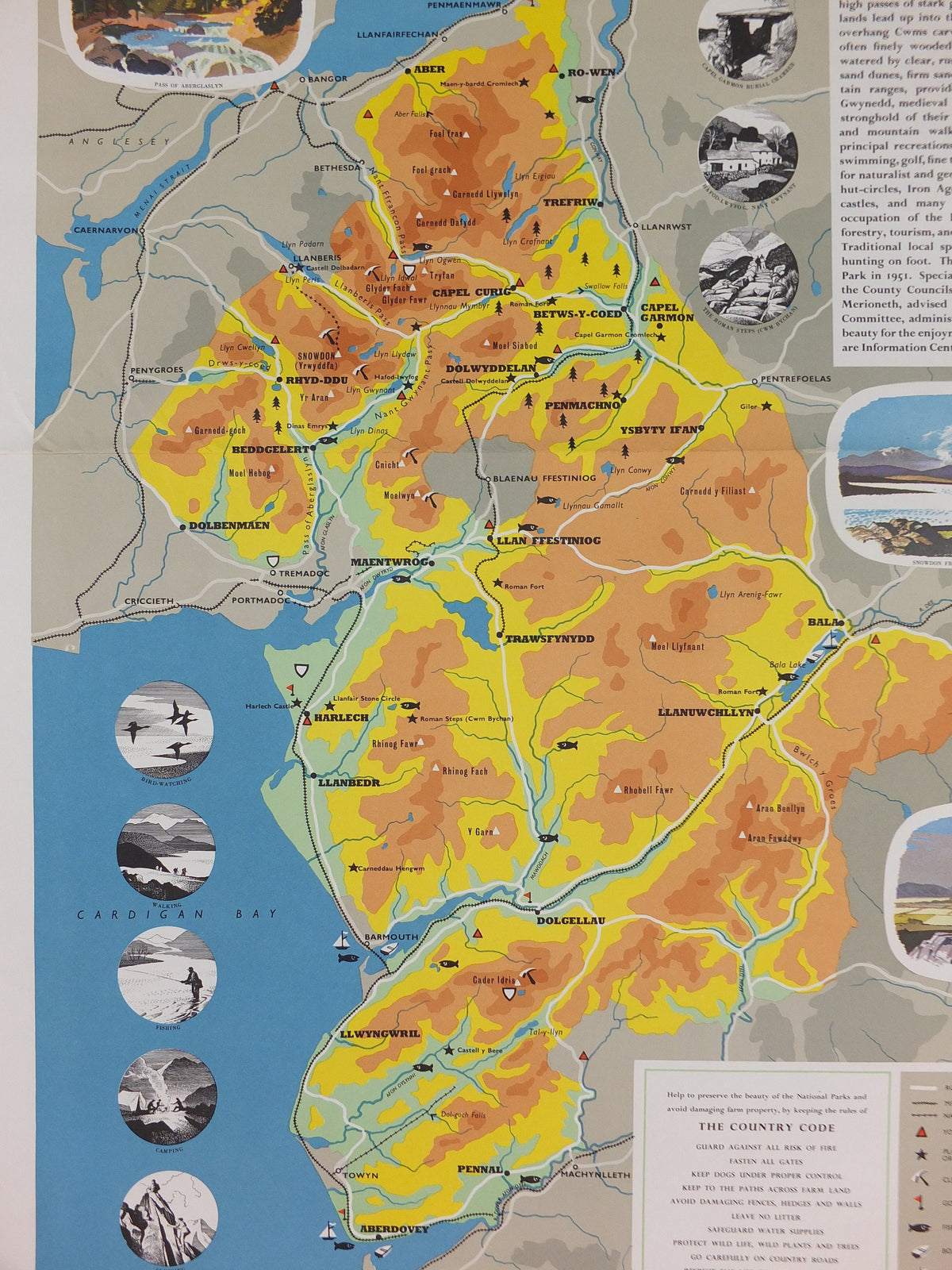 1963 Snowdonia Poster, National Parks, Mt Snowdon, Land of the Eagles, Travel and Tourism, walking trail, wall art decor