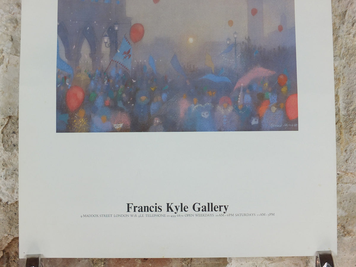 1984 Gerald Mynott Poster, The Venice Carnival, Francis Kyle Gallery, London, gallery exhibition wall art decor