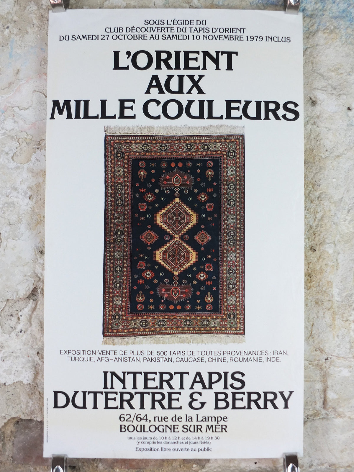 1979 Tapestries and rugs Poster, The Orient of a thousand colours, carpets from the orient, artist gallery exhibition, wall art decor