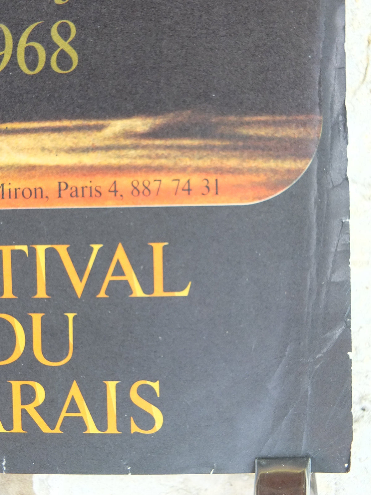 1968 Festival du Marias Poster, ballet with leaping masked classical dancer, Parisian festival, wall art decor