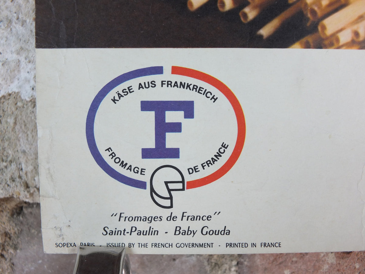 1960s Cheeses of France Poster, Baby Gouda, "Fromages de France", cheesemaking, viticulture, kitchenalia wall art decor