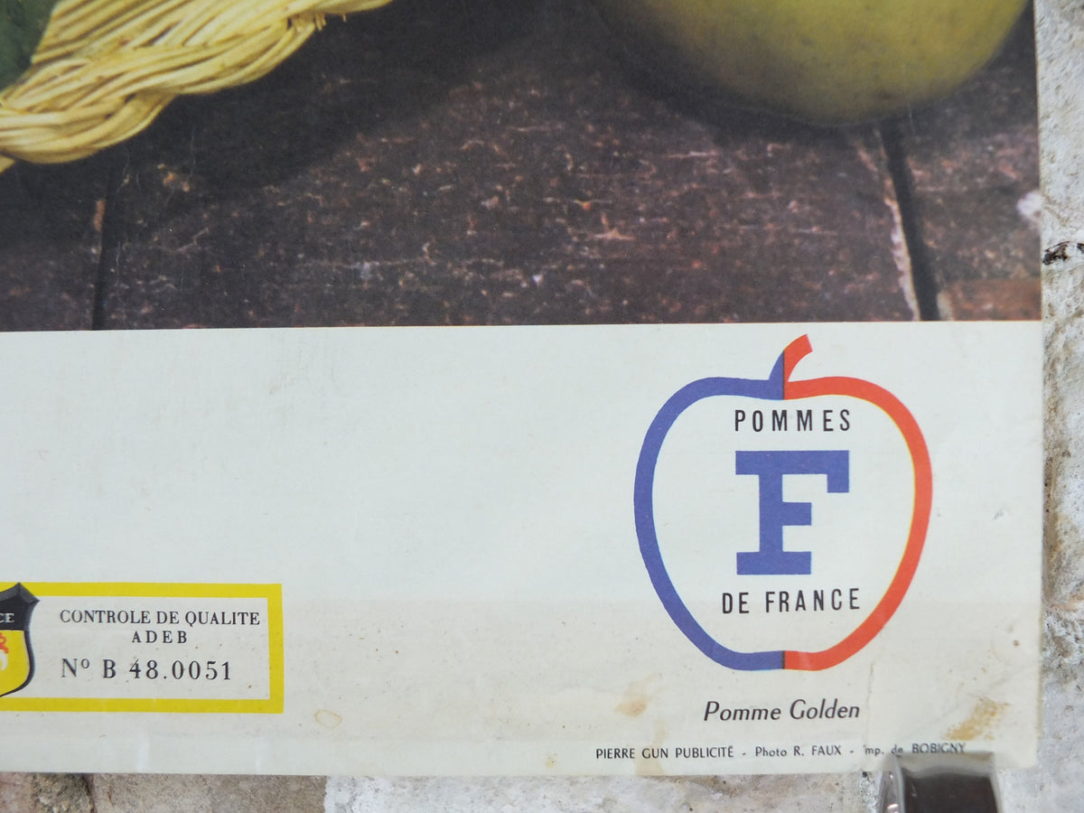 1960s Cheeses of France Poster, soft cheeses with apples, "Fromages de France", cheesemaking, viticulture, kitchenalia wall art decor