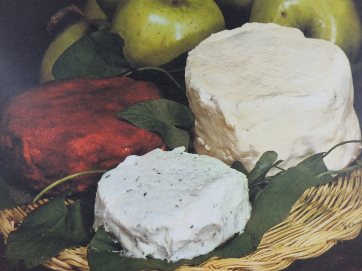 1960s Cheeses of France Poster, soft cheeses with apples, "Fromages de France", cheesemaking, viticulture, kitchenalia wall art decor