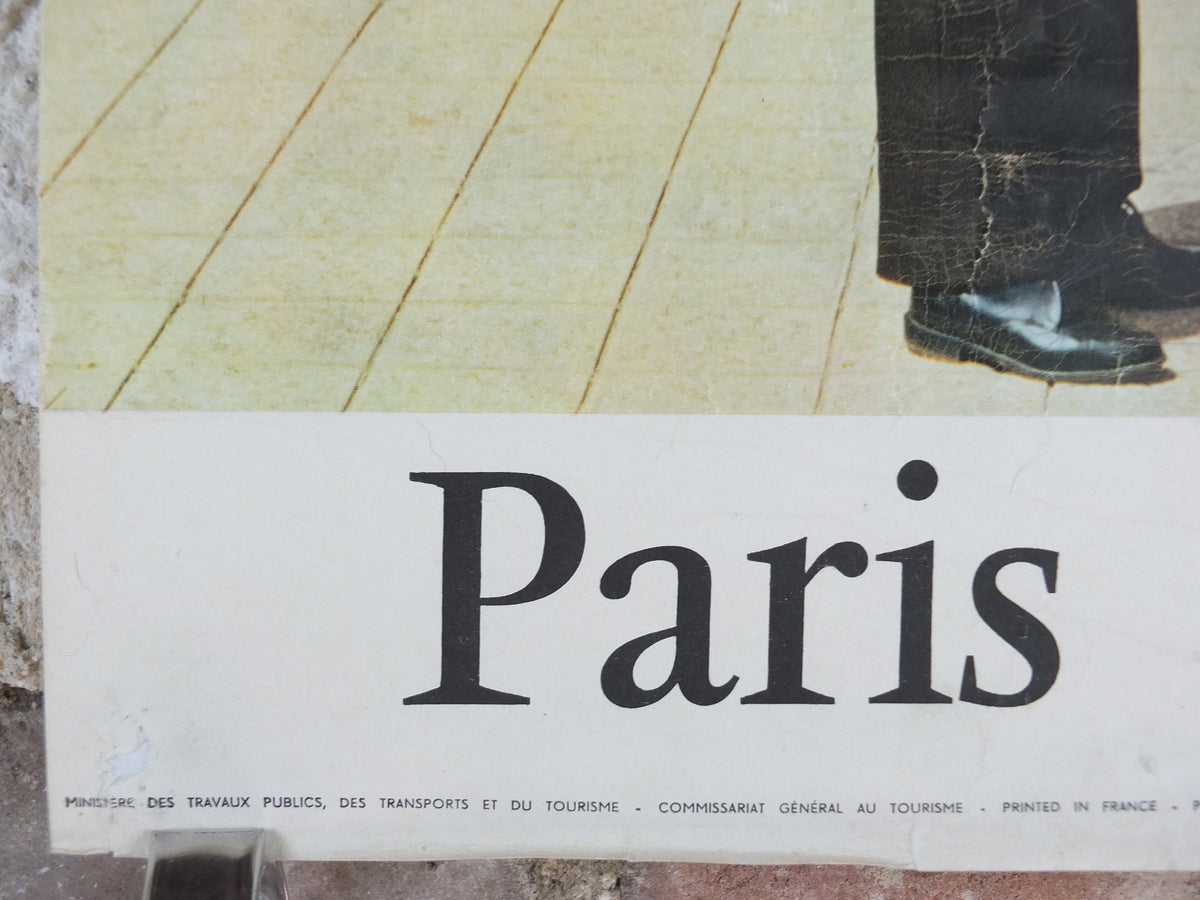 1960s Champ de Elysees Paris Poster, Arc de Triomphe, France, travel wall art decor