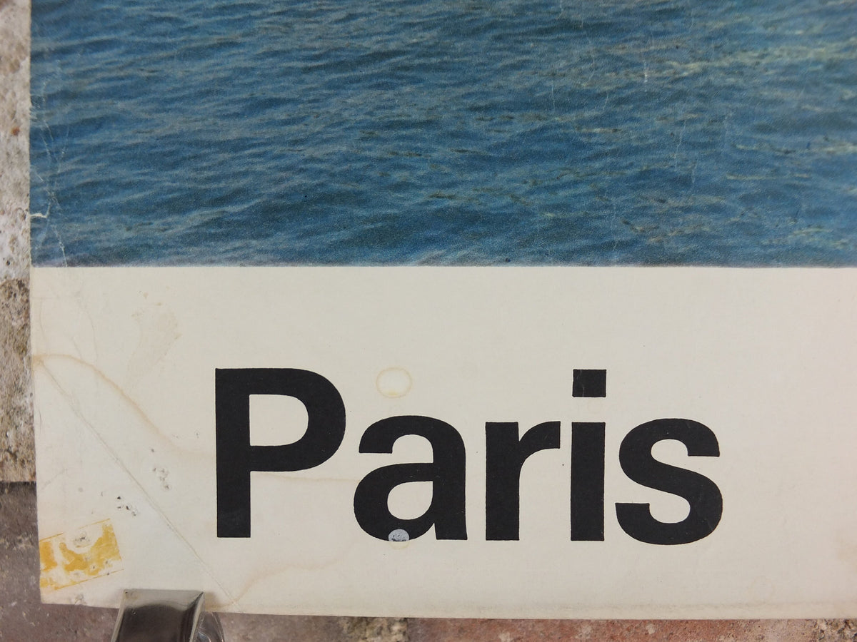 1960s Notre Dame Paris Poster, on the River Seine, France, travel wall art decor