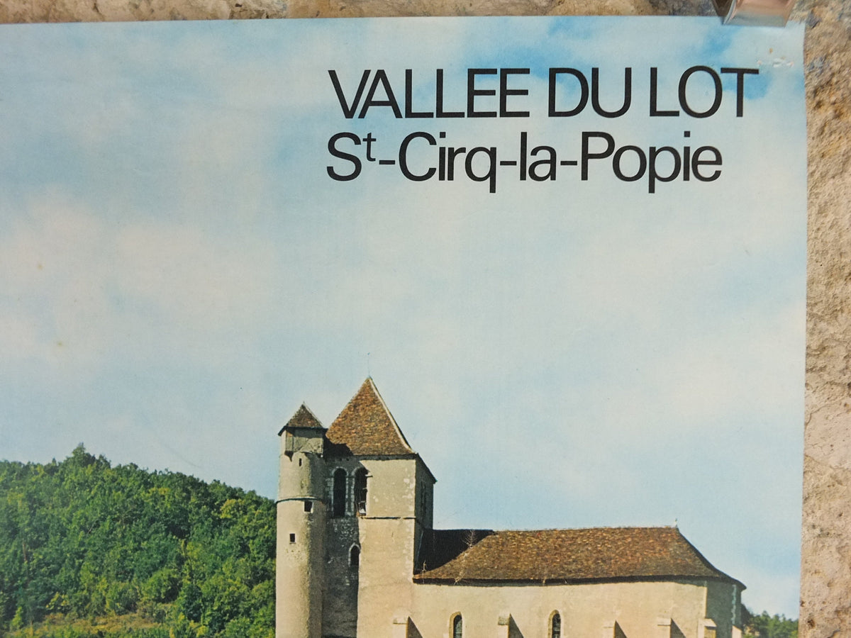 1960s Saint-Cirq-Lapopie Poster. Vallee du Lot, St Cirq la Popie, France, travel wall art decor